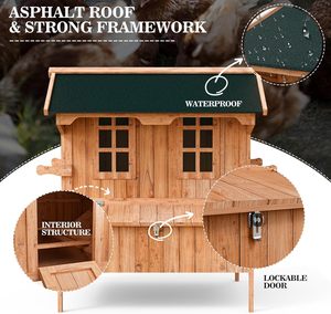 Équipement de volaille en bois poulailler en bois canard maison avec plateau coulissant nichoir portes verrouillables petite Cage étanche - Product Image 3