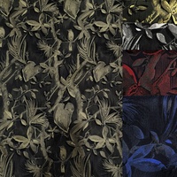 NAIS Nouveau Tissu Jacquard Brocart Personnalisé 100% Polyester Noir Bleu Marine Motifs Abstraits Feuilles en Relief Designer Doux pour Vêtements de Nuit de Mariage