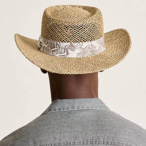 Chapeaux de paille d'été pour hommes Design personnalisé Chapeaux de bateau Casquette en gazon naturel tissée à la main - Product Image 4