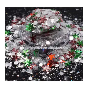 Hexagon Vorm En Pet Materiaal Opal Kerst Gemengde Glitter Poeder