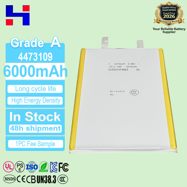 HS Lipo Battery 4473109 3.85V 6000mah Semi-solid State Lithium Ion Cell UN38.3 IEC62133 Cert Laptop Battery for Robot Vacuum