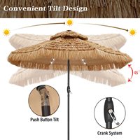Vente en gros de parasol extérieur rond Hawaii pour patio et jardins parasol de plage double toit avec perles solaires à DEL
