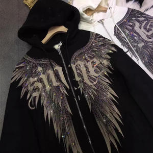 Felpa da <span class=keywords><strong>Donna</strong></span> con Applicazioni in Strass, Manica Lunga, Stile Lussuoso con Ali Anteriori e Posteriori - Product Image 4