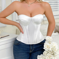 Corset Bustier Push-Up Gothique Blanc en Satin pour Femme Grande Taille, Ajustable, Amincissant le Dos, Sexy, Décontracté, pour Soirée