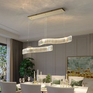 Crystal <b>Chandelier</b> Gold Finish E26 LED Pendant Light Switch Control Dimmable 3500K Warm White Shape Adjustable Height 5-Year - Product Image 5