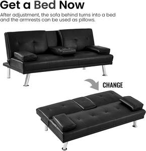 Canapé-lit moderne en <span class=keywords><strong>cuir</strong></span> <span class=keywords><strong>convertible</strong></span> capitonné à boutons noirs, multifonctionnel pour la maison, le bureau, canapé en <span class=keywords><strong>cuir</strong></span> de luxe, au prix de gros - Product Image 5