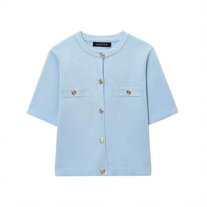 Maxfree New Women's Fashion Casual Short Sleeve Simple All-match Knitted Cardigan Jacket - Product Image 5