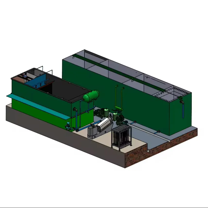 Installation de traitement des eaux usées domestiques industrielles avec réservoir conteneurisé intégré