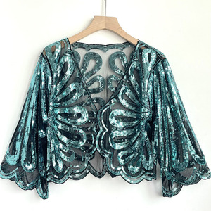 Wholesale Luxury <strong>Sequin</strong> Embroidered Cardigan <strong>Top</strong> Female See Through Stylish Casual <strong>Tops</strong> - Product Image 3