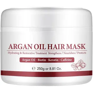 OEM/ODM 250g reparação máscara de cabelo óleo de argan e proteger o cabelo danificado para lisa e brilhante multifuncional cuidados com os cabelos