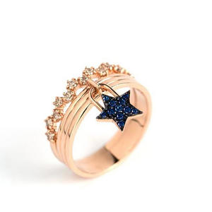 Anillos de Zafiro en Forma de Estrella F594 para Mujer, con Incrustaciones de Piedras Preciosas, Piedra Redonda Natural, Regalo, Joyería de Moda - Product Image 6