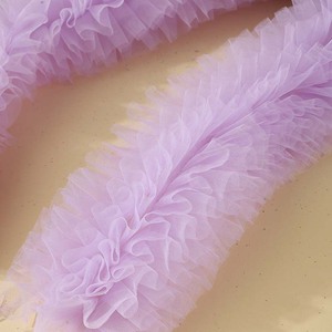 Tissu en dentelle de haute qualité, luxueux, traditionnel, à broderie florale, avec volants bouffants en maille, pour robe à volants superposés - Product Image 2