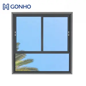 GONHO低价最新铝型材窗框铝窗设计棕色铝窗