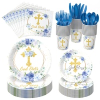 Assiettes de fête à motif floral pour la première communion et le baptême des filles et des garçons