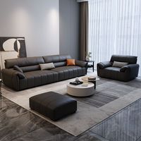 Canapé en cuir PU écologique résistant aux griffures de chat, design minimaliste moderne, trois places, style italien, ligne droite