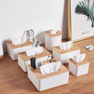 Boîte à mouchoirs promotionnelle personnalisée avec logo, cadeau publicitaire, boîte à mouchoirs de luxe pour la maison et la voiture, en plastique avec couvercle en bambou - Product Image 2