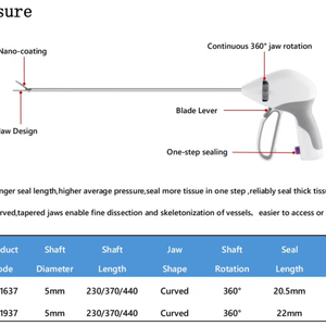 Instrumento Cirúrgico Laparoscópico Elétrico Compatível <span class=keywords><strong>Ligasure</strong></span> de <span class=keywords><strong>5mm</strong></span> de Diâmetro, Selagem de Vasos Maryland, Comprimento de 5*37CM, Mandíbula Reta - Product Image 1