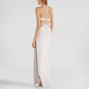 เดรสออกงานฤดูใบไม้ร่วงใหม่มาแรง ราคาถูก คุณภาพสูง สายเดี่ยวคอลึก เซ็กซี่ ผ้าฝ้าย แต่งคริสตัล สำหรับผู้หญิง - Product Image 2