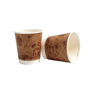 Gobelets à café en papier brun à double paroi de 10 oz, biodégradables, compostables, jetables, avec logo personnalisé imprimé en gros, pour boissons chaudes et froides - Product Image 4