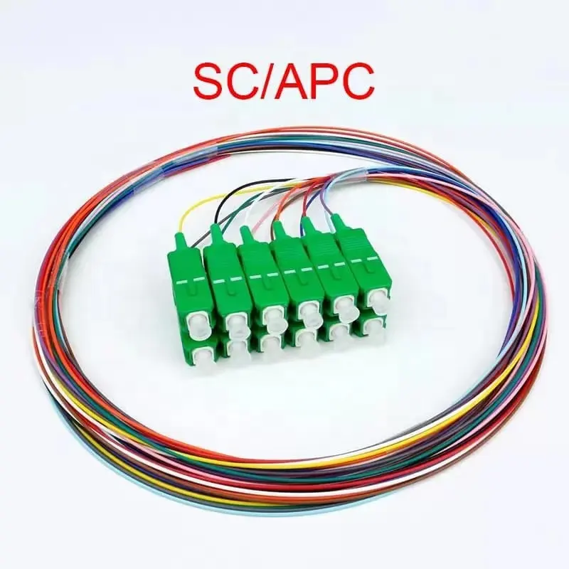 Peralatan Serat Optik SC APC UPC LC ST FC Sm 9/125 1M 1.5M 0.9Mm G652d G657A PVC LSZH Pigtail Serat Optik