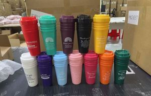 Vaso de Viaje Reutilizable de Plástico Multicolor con Tapa para Beber Directamente, Libre de BPA, para Bebidas Frías, Gimnasio, Café Helado y Jugos - Product Image 2