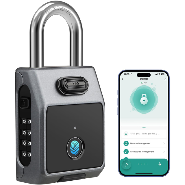 YH3698 Electronic Type Rechargeable Smart Digital Biometric Fingerprint Password Padlock Keyless with Watch NFC Unlock