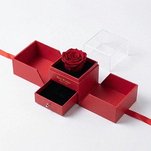 <strong>Custom</strong> Luxury Valentine's Day Wedding Gift Boxes Paperboard Preserved <strong>Flower</strong> <strong>Box</strong> with Gold Foil LOGO Recyclable Ribbon - Product Image 1