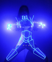 Costumes de scène pour femmes adultes, costumes de danse LED lumineux, tenues de spectacle de lumière froide, vêtements de performance commerciale, 100%
