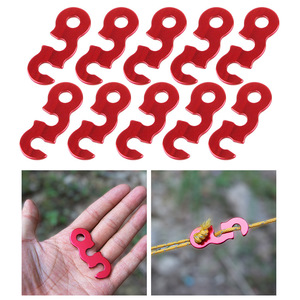 Aluminum Alloy Rope Clip Small Outdoor <b>Camping</b> Tent Hook Red Color For Tents And <b>Canopies</b> - Product Image 1