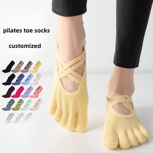 <span class=keywords><strong>Calcetines</strong></span> de Pilates finos personalizables para mujer, diseño de <span class=keywords><strong>5</strong></span> <span class=keywords><strong>dedos</strong></span>, antideslizantes, con suela cruzada, cortos, para otoño - Product Image 2