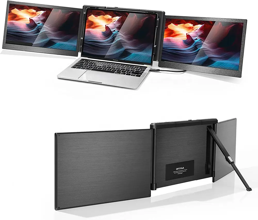 13.3 inch triple screen laptop monitor 3 screen laptop monitor triple portable monitor for laptop screen extender
