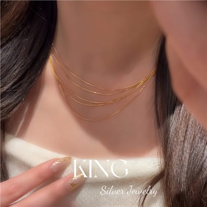Collar de Cinco Capas con Diseño de Espina de Serpiente, Chapado en Oro, Ligero, Elegante y Clásico, de la Marca King Silver Jewelry - Product Image 3