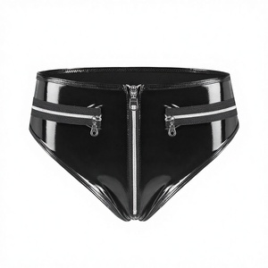 Pantaloncini S-3XL in PVC effetto bagnato, lucidi in pelle PU, con cerniera, sexy, per clubwear, bikini, mini <span class=keywords><strong>bermuda</strong></span> - Product Image 1