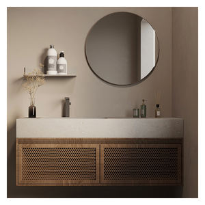 Vente en gros d'hôtel appartement maison mdf meubles de <span class=keywords><strong>toilette</strong></span> flottants en bois fabricant de meubles personnalisés meuble vasque de salle de bain personnalisé - Product Image 4