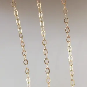 Sin deslustre, cadena O de eslabones planos rellenos de oro de 1/20 14K, joyería permanente, extensor de varios tamaños, cadena de papel suelta para la fabricación de collares