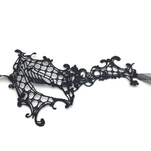 Masque de fête demi-visage en dentelle pour femme, masque sexy à une œillette en feuille d'or, accessoires de mascarade d'Halloween pour adulte - Product Image 5