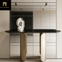 Table console ovale en marbre bronze de luxe moderne pour entrée, salon, villa ou meubles d'hôtel
