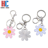 Porte-clés artisanal moderne en métal plaqué or, motif petite marguerite mignonne, avec mousqueton, cadeau personnalisé, 23 ans d'expérience en usine