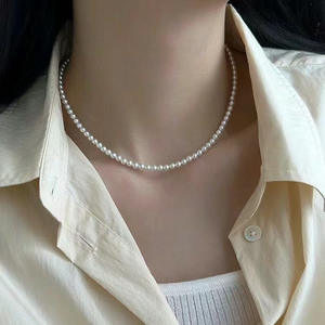 Collier en perles d'eau douce Akoya Zhuji 3-4 mm, micro-balok, brillant, boucle en argent pur S925 avec fonction de relaxation - Product Image 4