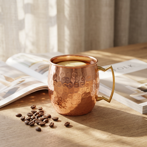 Taza de Cerveza Moscow Mule Clásica de Cobre Puro 100% de 16oz, Martillada, con Asa de Latón, Ecológica, para Fiestas - Product Image 1