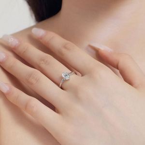 Dylam Women Classic Fine Jewelry Accessories S925 <b>Silver</b> Rhodium Plated <b>Solitaire</b> 5A Cubic Zirconia Wedding Band Bridal <b>Rings</b> - Product Image 3