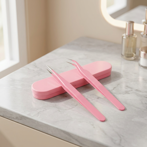 ASAP Sustainable Basics 2-Pack Stainless Steel Precision Durable Eyelash Tweezers <b>Pink</b> Eyelash Extension Supplies Eyelash - Product Image 3