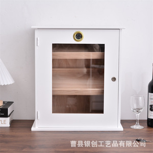 Armoire à cigares avec hygromètre, boîte de rangement en bois massif résistante à l'humidité pour usage domestique - Product Image 1