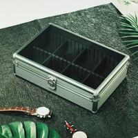 Boîte de rangement portable en aluminium pour montres, 4 emplacements, 8 compartiments, boîte de présentation adaptée aux montres à grand cadran de plus de 50 mm
