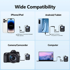 Venta al por mayor de fábrica T8 2,4G Micrófono Lavalier estéreo inalámbrico Mini Micrófono de solapa con cancelación de ruido Estudios de entrevistas en vivo iPhone - Product Image 4