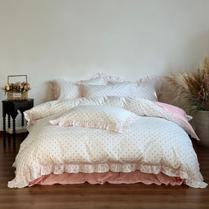 Nouvelle parure de lit quatre pièces en dentelle style princesse, coton lavé 300 fils, drap, taie d'oreiller, housse de <span class=keywords><strong>couette</strong></span>, petite taille fraîche - Product Image 6