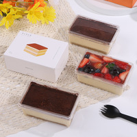 Boîte à tiramisu - Boîte à gâteau mousse rectangulaire transparente multicouche - Boîte d'emballage pour desserts jetables au lait de soja