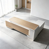 Bureau de direction personnalisable à livraison rapide, fournisseur de bureaux simples et élégants pour managers et patrons, avec éclairage LED et prise intégrée pour usage commercial