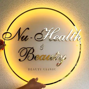 Biển hiệu LED tùy chỉnh CARREY bằng thép không gỉ, gương, biển hiệu tròn LED tùy chỉnh, biển hiệu điện tử có đèn nền, biển hiệu phát sáng ngoài trời, logo - Product Image 2