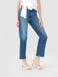 Bleu clair premium taille haute droite pas cher prix de jeans - Product Image 2